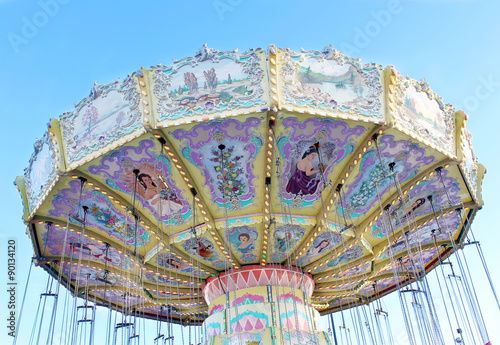 Colorful funfair swing ride