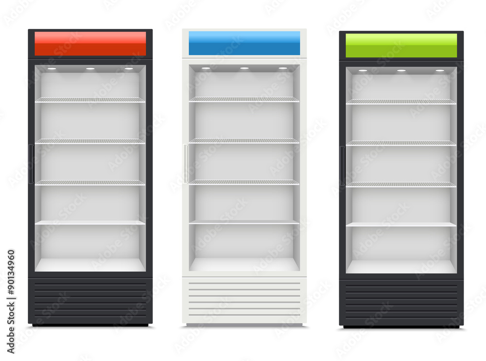 Fridges with glazed door on white background Fridges with glazed door on white background