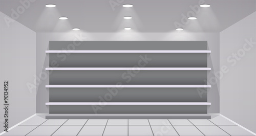 Interior store with empty shelves