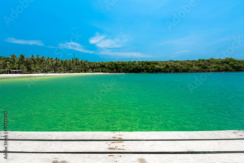 Wooden platform beside tropical beach at Koh Kood island © peangdao