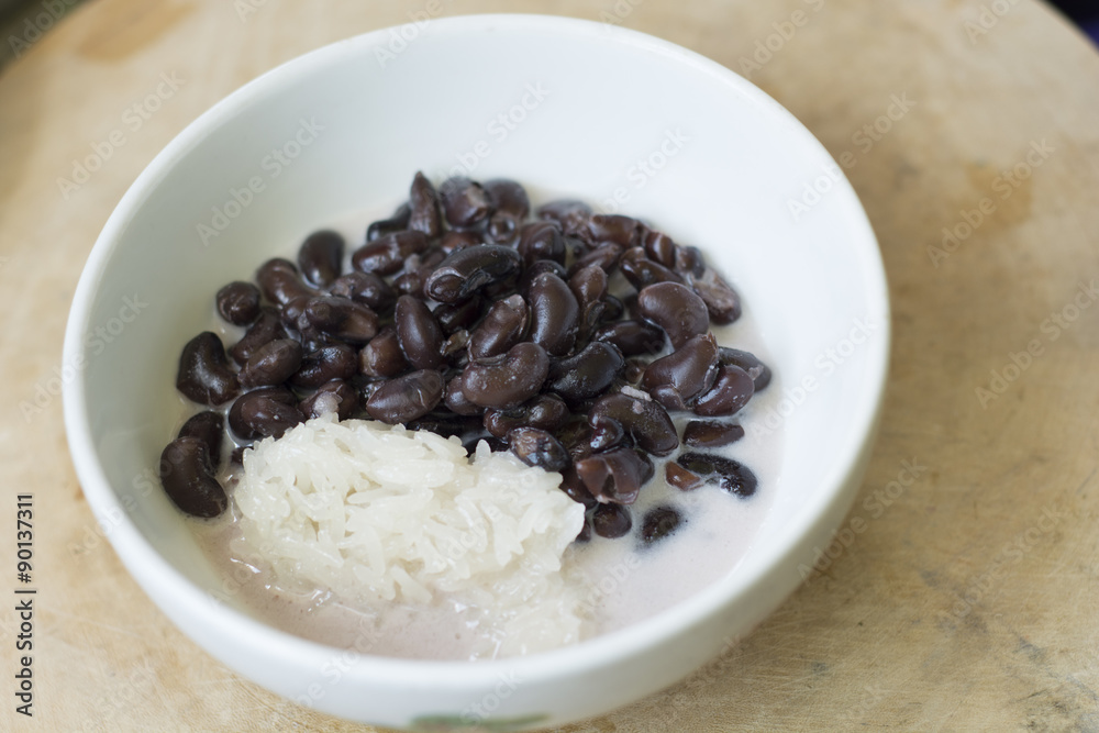 Sticky rice, black beans, candy Sticky rice, black beans, candy