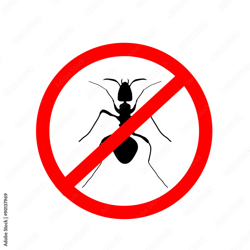 ant warning sign, no ants - vector illustration. Stock Vector | Adobe Stock
