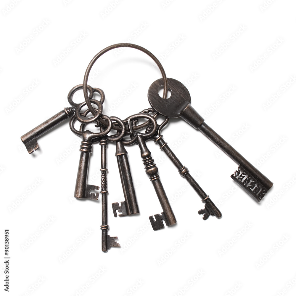 Old grunge keys isolated on white background Old grunge keys isolated on white background