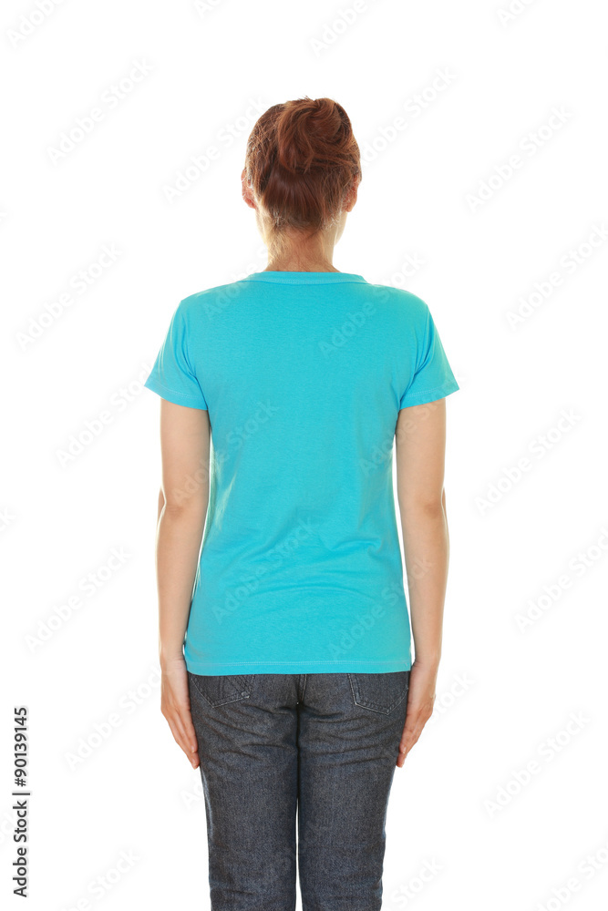 female with blank t-shirt (back side) female with blank t-shirt (back side)