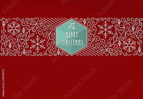 Merry Christmas line vintage greeting card background