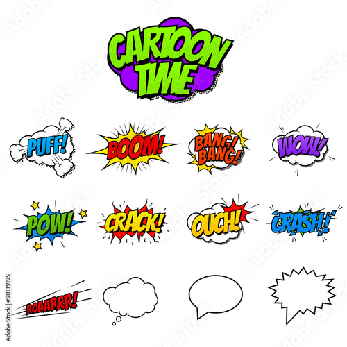 Set of Onomatopoeia and Sound Effects From Cartoons and Comics photo
