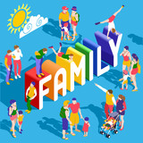 Rainbow Family People Isometric Vector