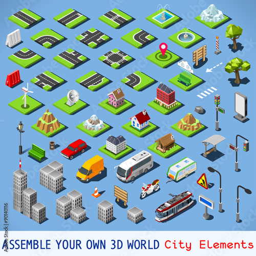 Isometric city Vector Building 3D Map