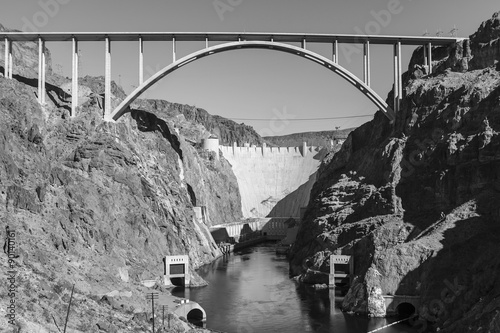 Hoover Dam Bypass Bridge Black and White