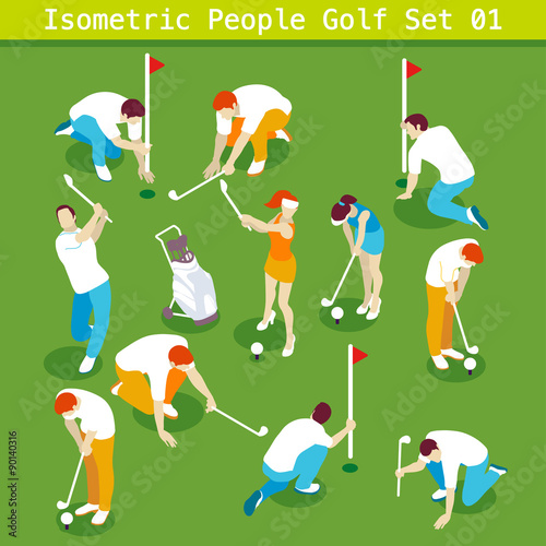Golf Set 01 People Isometric