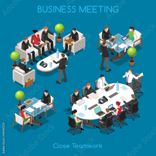 Business People Isometric Office Vector
