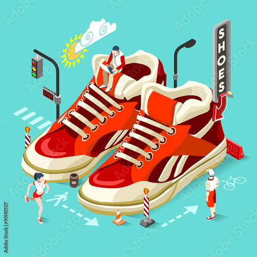 Sneakers Shop People Isometric