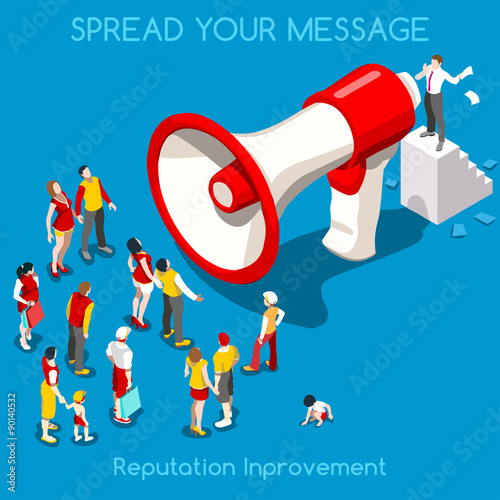 Social Promotion Concept Isometric People Vector