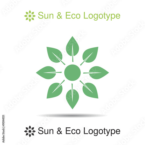nature logo, icon, symbol: sun from leaves