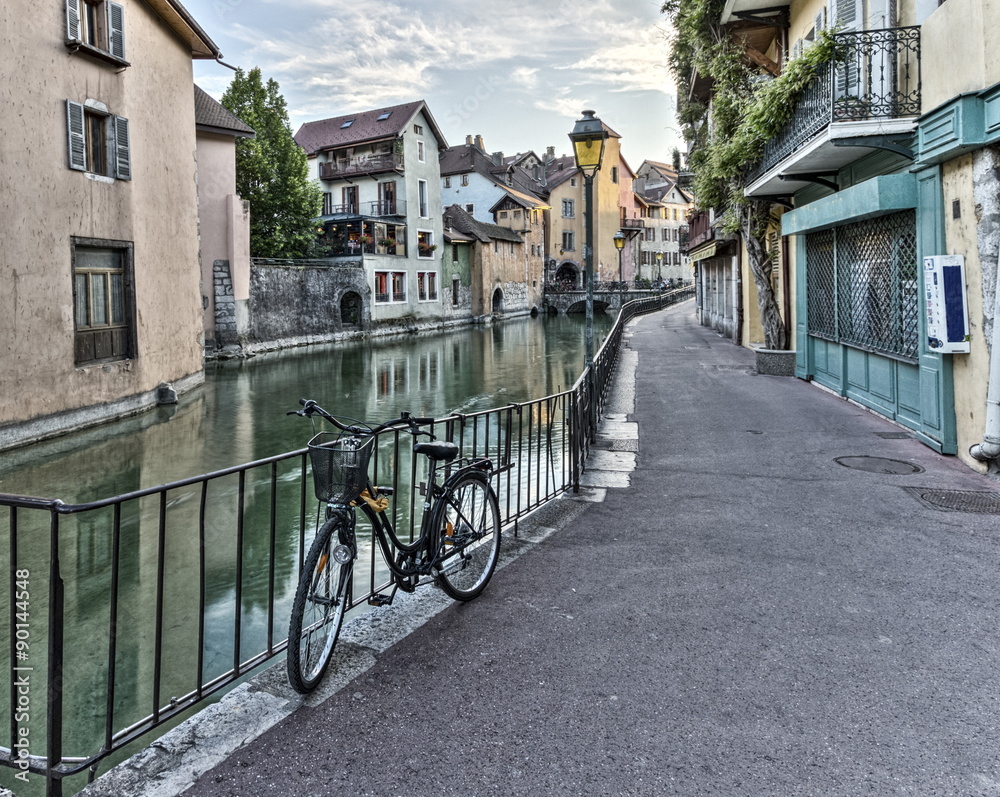 Street in Annecy old city, France, HDR