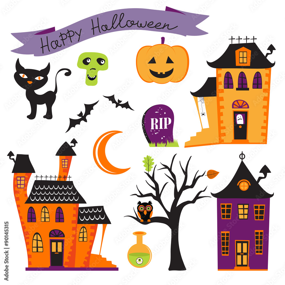 Cute halloween elements collection Cute halloween elements collection