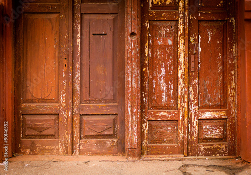 The old vintage wooden doors