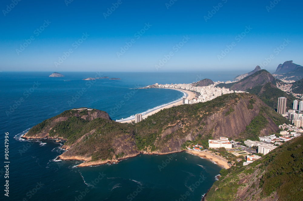 Rio de Janeiro with Copacabana, Buildings, and Mountains Rio de Janeiro with Copacabana, Buildings, and Mountains