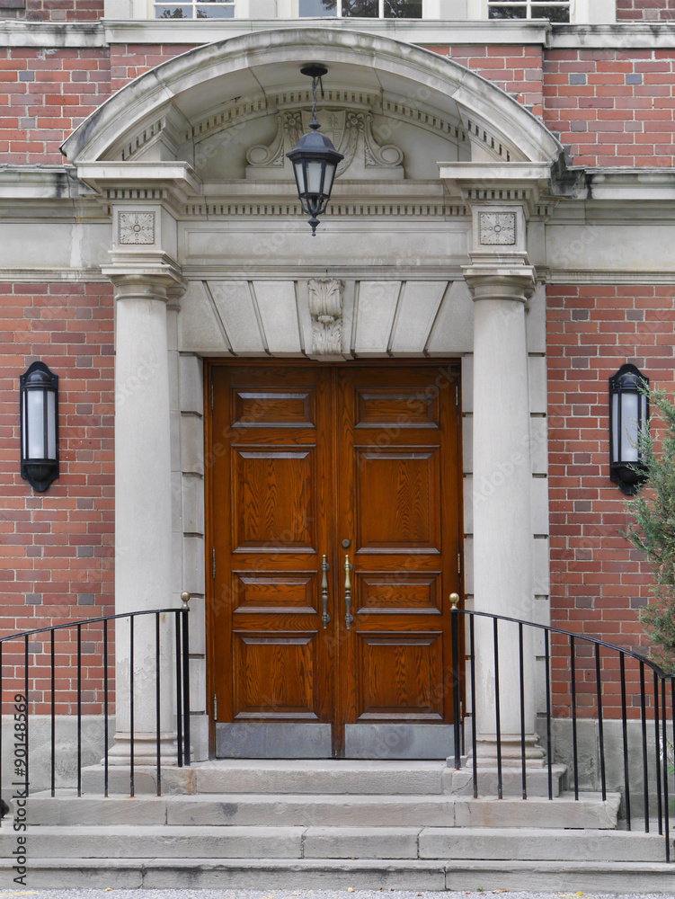 Fototapeta premium double front door with classical style entrance