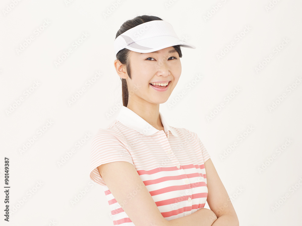ゴルフウェアを着た女性 笑顔 ゴルフウェアを着た女性 笑顔