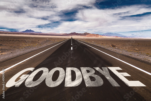 Schilderij op canvas Goodbye written on desert road
