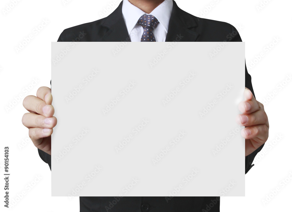 hand holding folded blank A4 hand holding folded blank A4