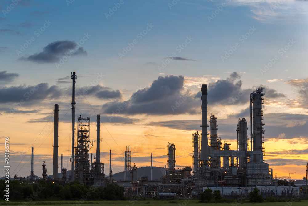 Oil refinery at twilight