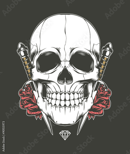 Skull Rose And Dagger