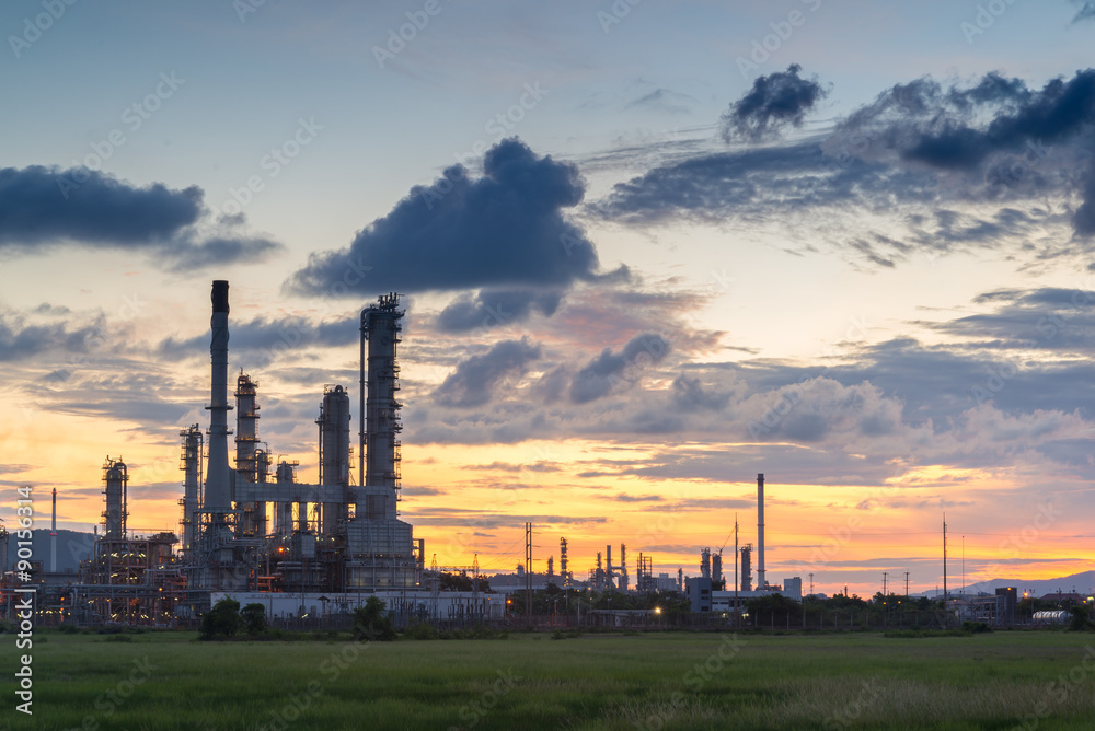 Oil refinery at twilight