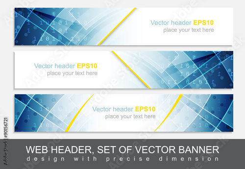 Set of vector header or banner. Design with precise dimension. photo