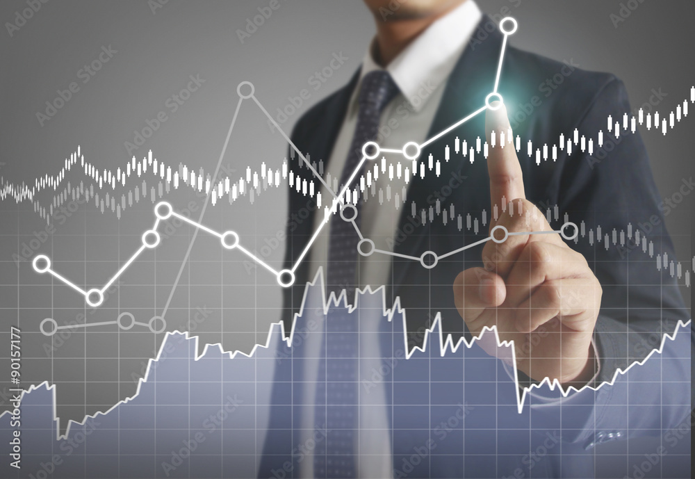 Fototapeta premium financial symbols coming from han