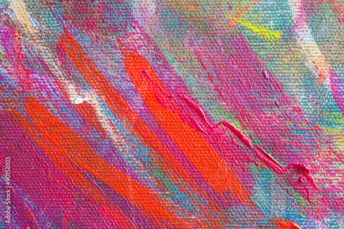 Close up texture and color of acrylic painted on canvas
