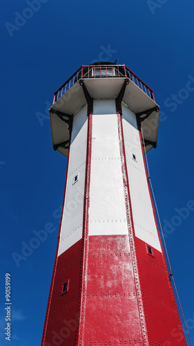 Closeup of the old lighthouse in the Port of Ystad, Sweden