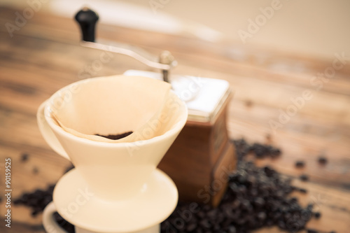 Preparation drip coffee ( Filtered image processed vintage effec