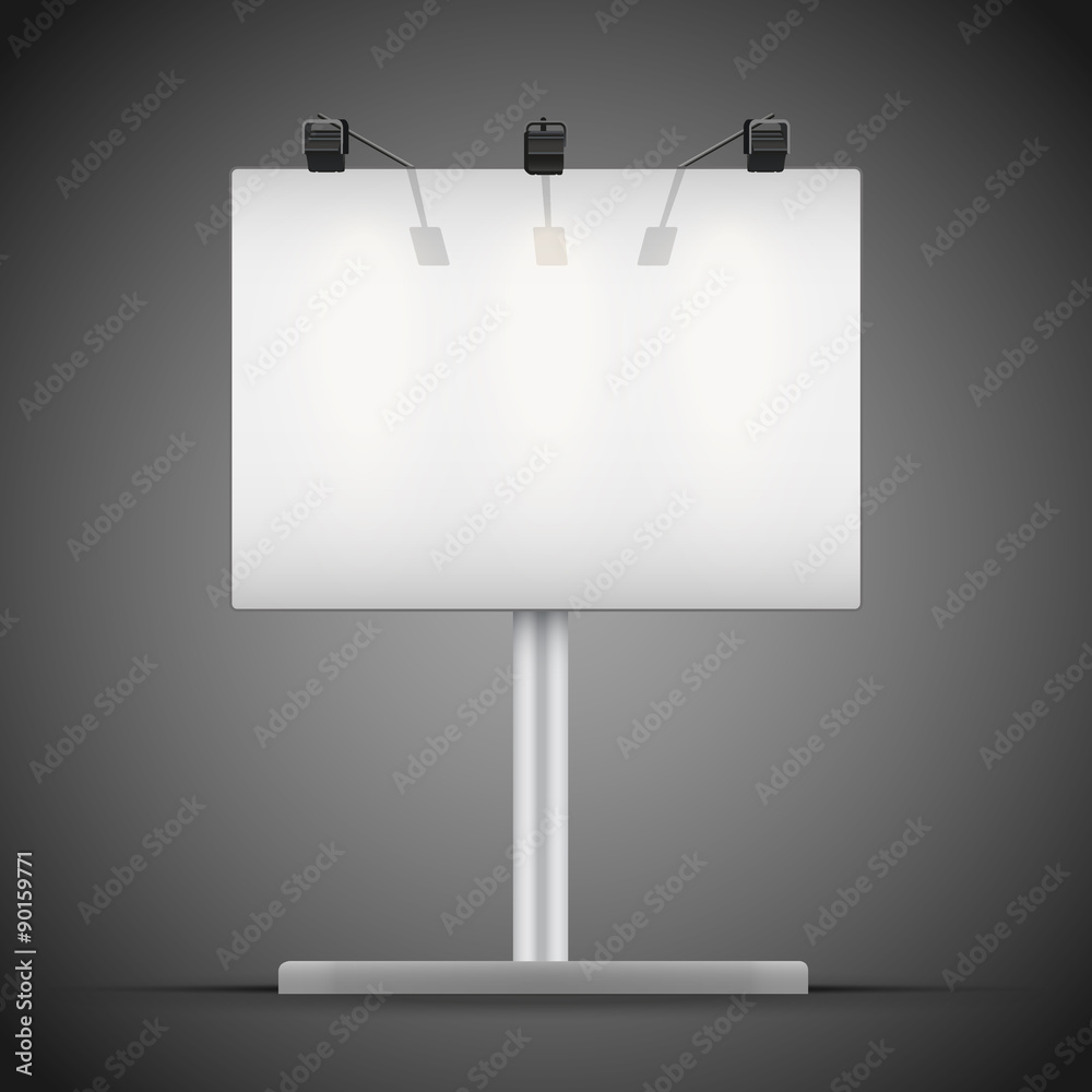 Empty mockup billboard with spotlights and illuminated at night Empty mockup billboard with spotlights and illuminated at night