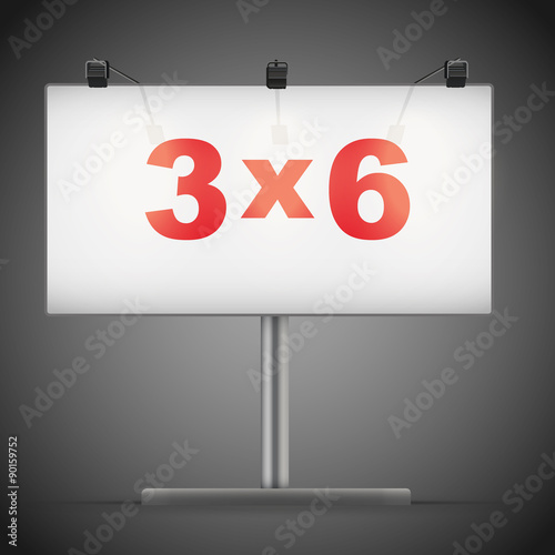 Empty mockup billboard with spotlights and illuminated at night
