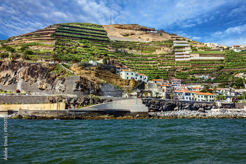 Madeira seafront, Portugal. Fishing village Camara de Lobos.