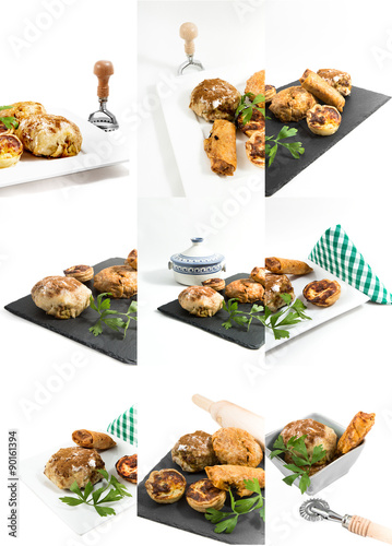 Collage Typical Moroccan and Arabic food isolated on white backg