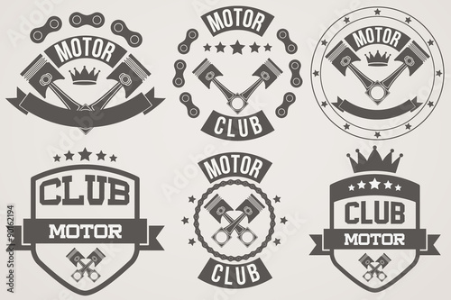 Set of Vintage Motor Club Signs and Label