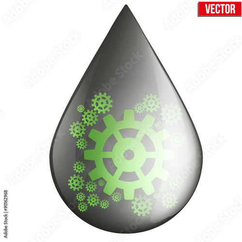 oil industry drop symbol with gears cogs