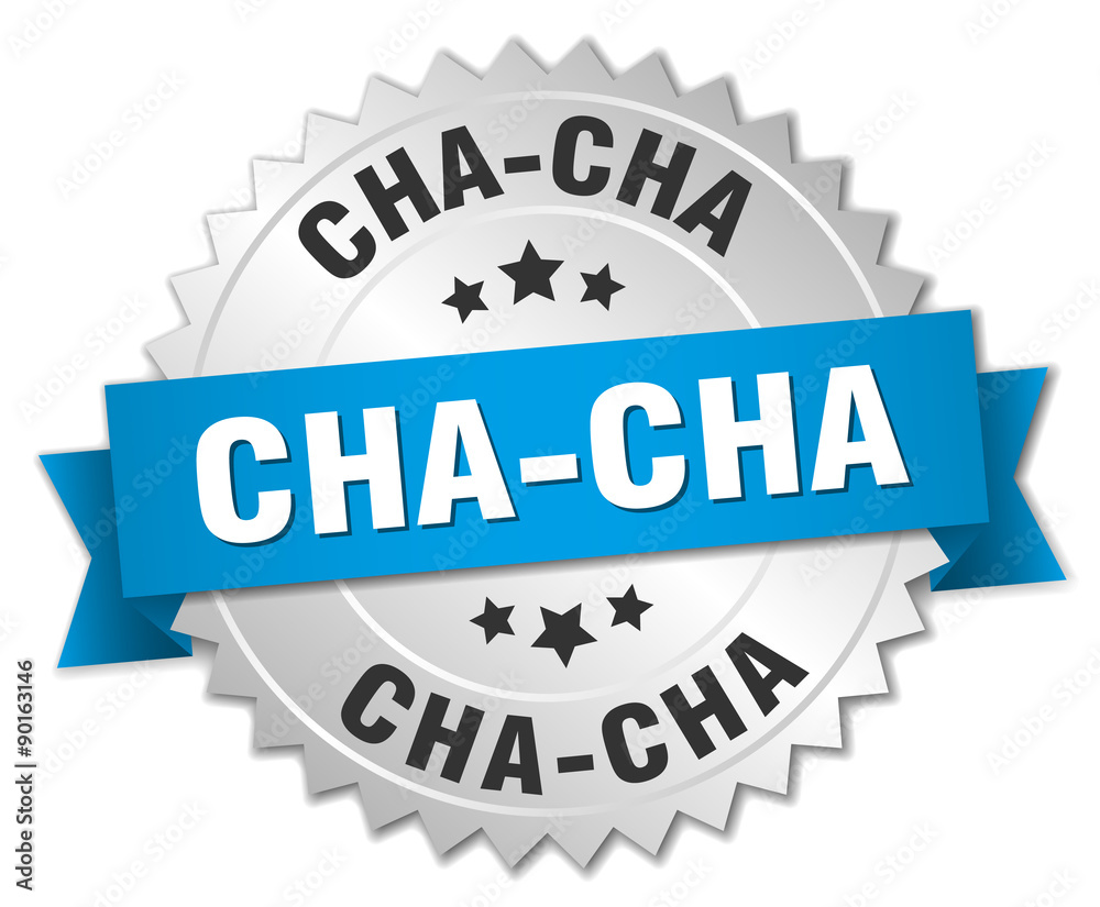 cha-cha 3d silver badge with blue ribbon cha-cha 3d silver badge with blue ribbon