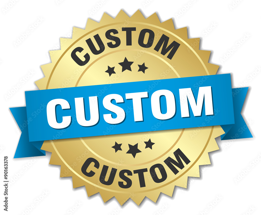 custom 3d gold badge with blue ribbon custom 3d gold badge with blue ribbon