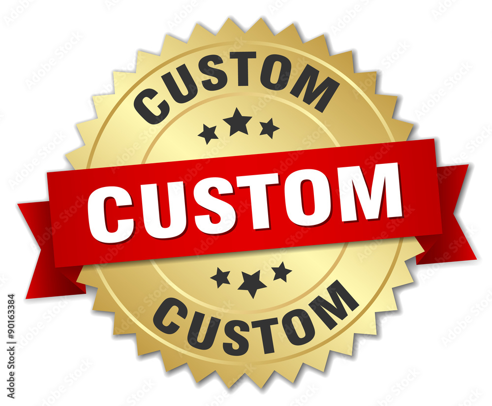 custom 3d gold badge with red ribbon custom 3d gold badge with red ribbon