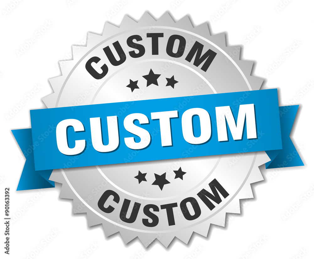 custom 3d silver badge with blue ribbon custom 3d silver badge with blue ribbon