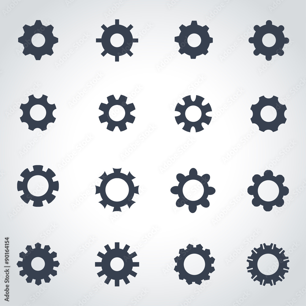 Vector black gear icon set Vector black gear icon set