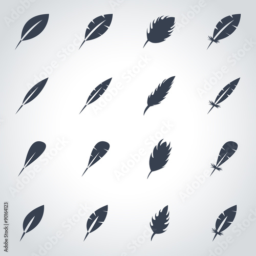 Vector black feather icon set