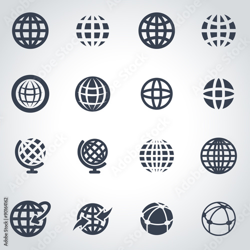 Vector black globe icon set