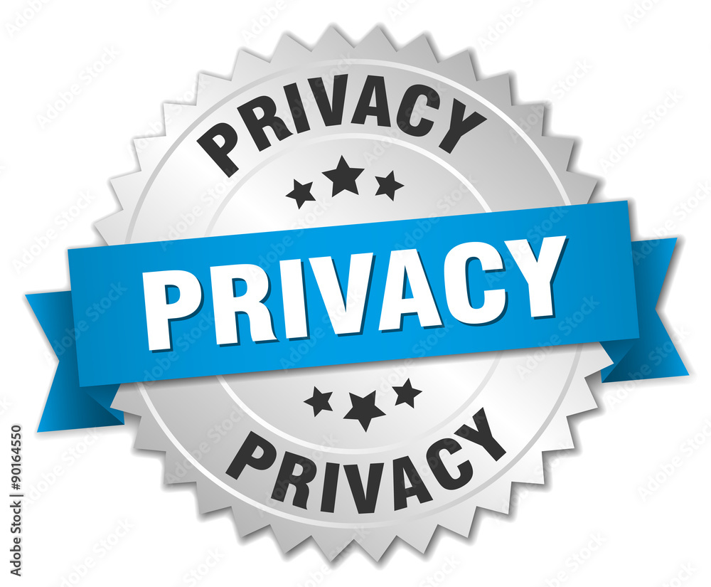 privacy 3d silver badge with blue ribbon privacy 3d silver badge with blue ribbon