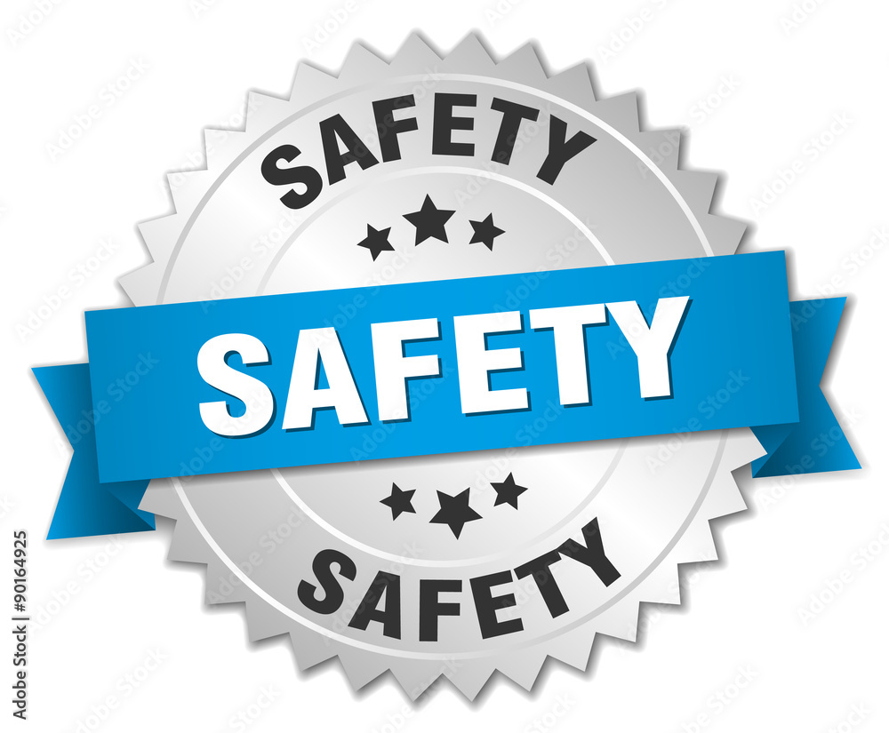 safety 3d silver badge with blue ribbon safety 3d silver badge with blue ribbon
