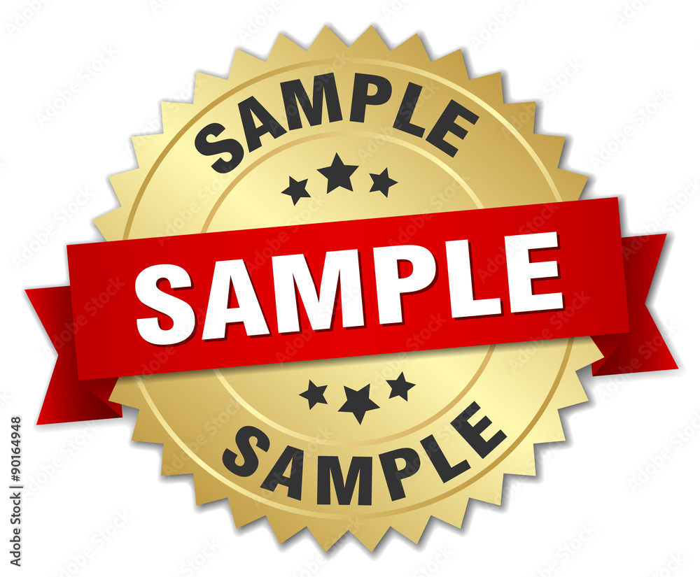 sample 3d gold badge with red ribbon sample 3d gold badge with red ribbon